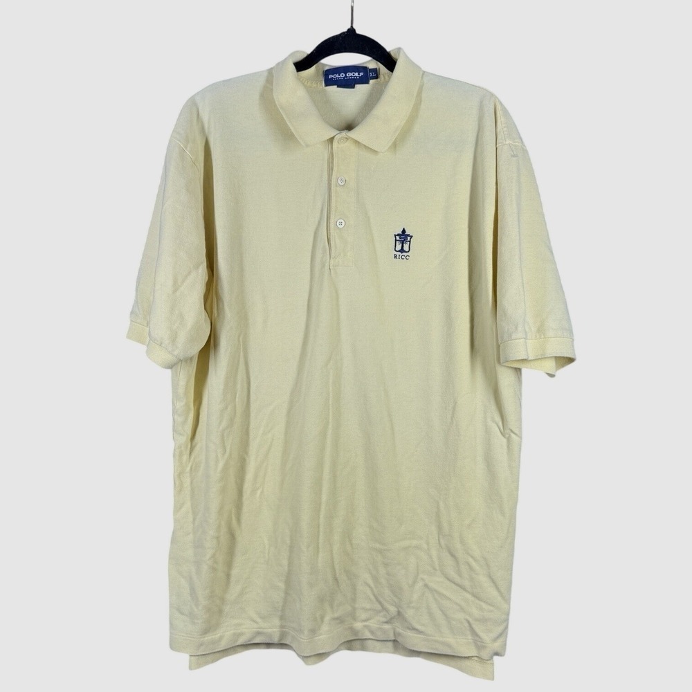 Polo Golf Ralph Lauren Polo Shirt Mens XL Yellow RICC Logo Short Sleeve Pique